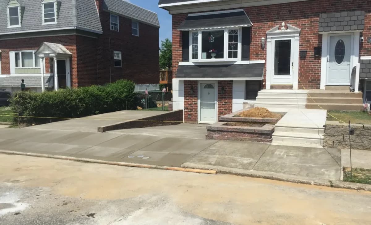 Concrete driveway by Natalini Masonry in Bucks County PA